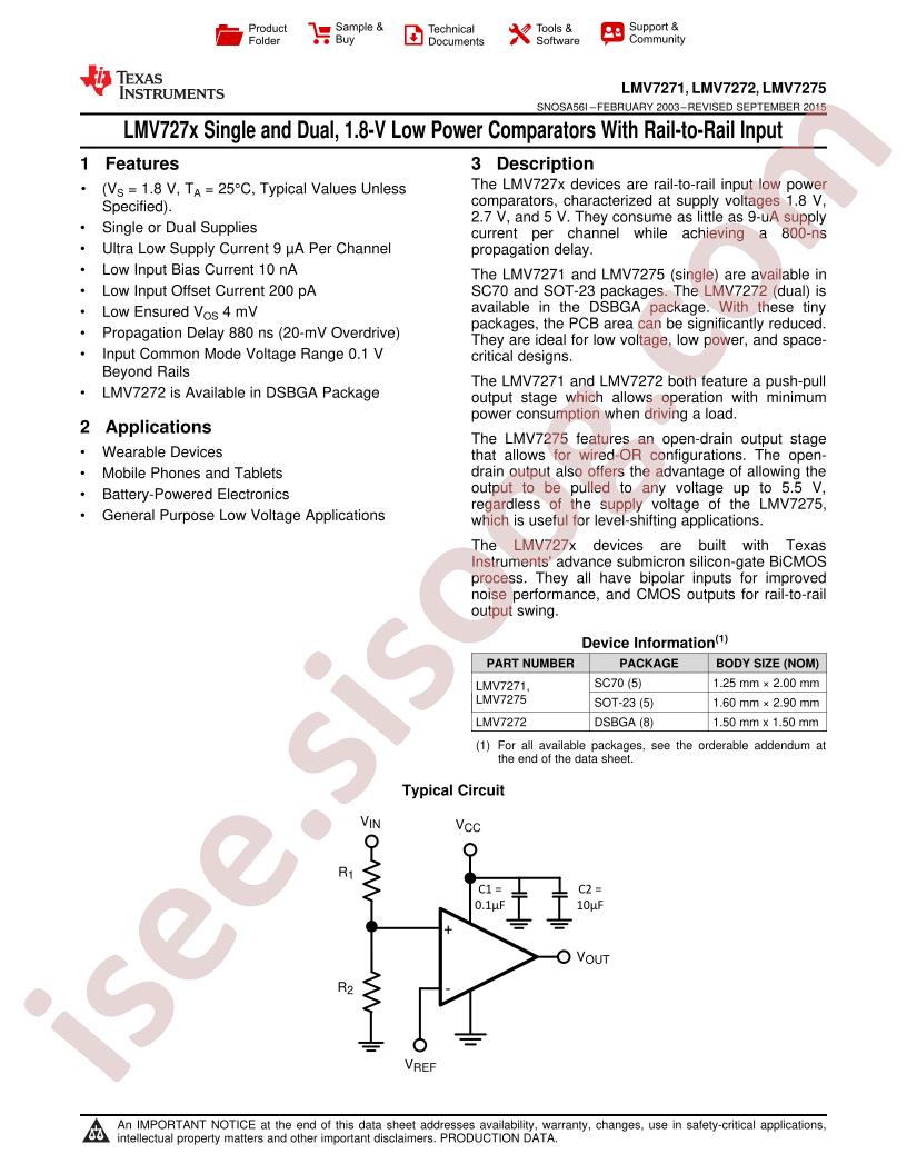 LMV7271, 72, 75 Datasheet