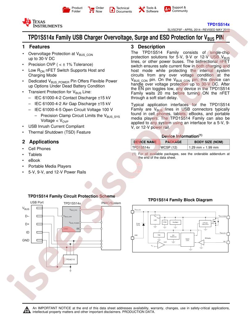 TPD1S514 Datasheet