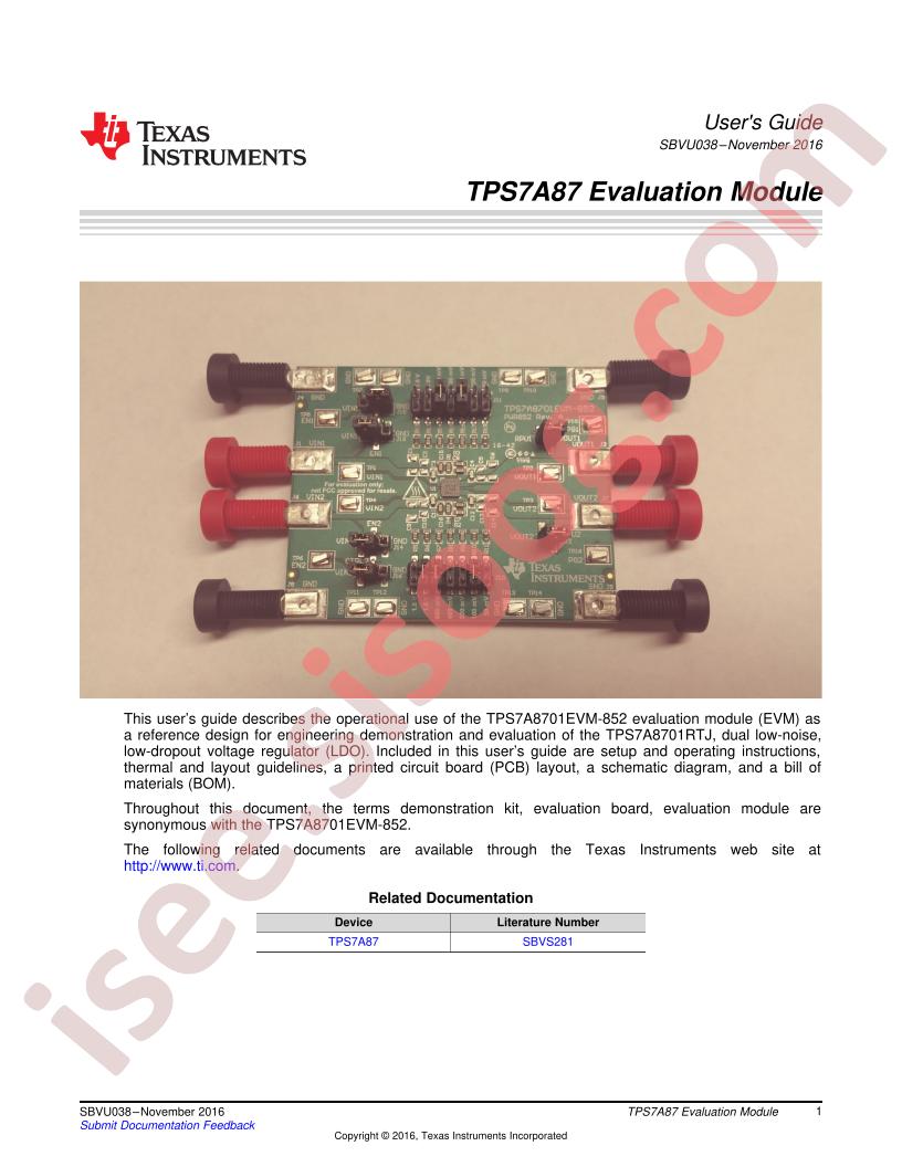 TPS7A8701EVM User Guide