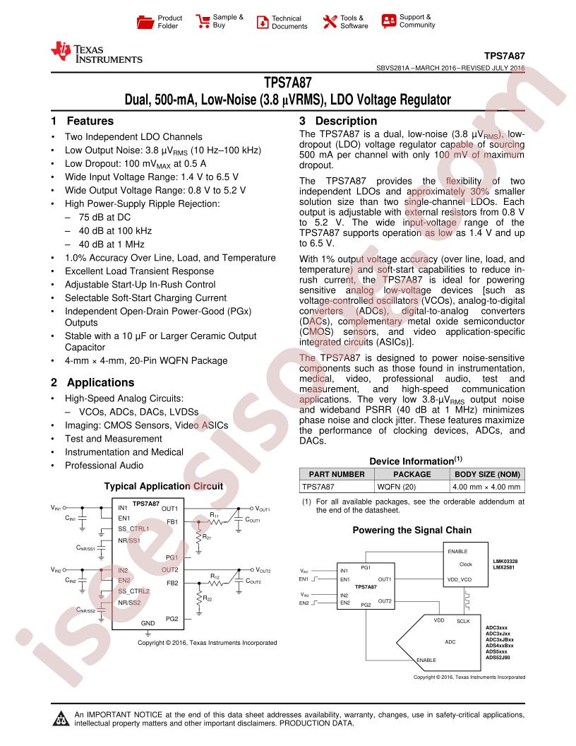 TPS7A87 Datasheet