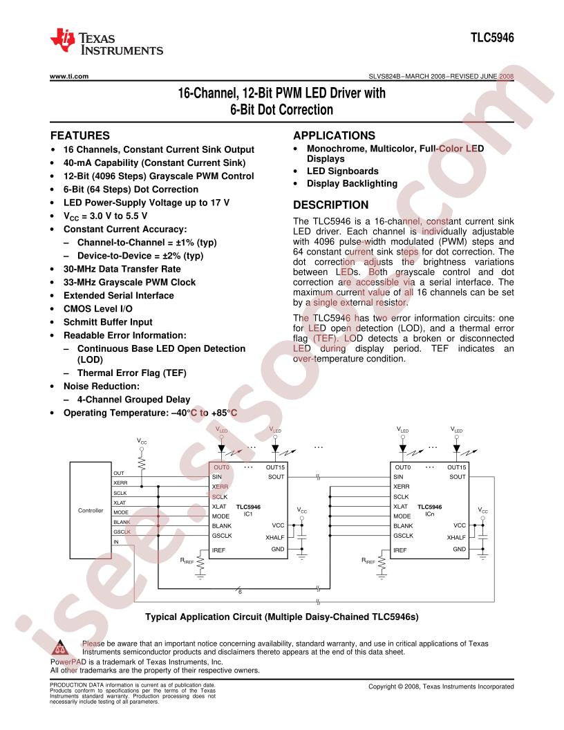 TLC5946 Datasheet
