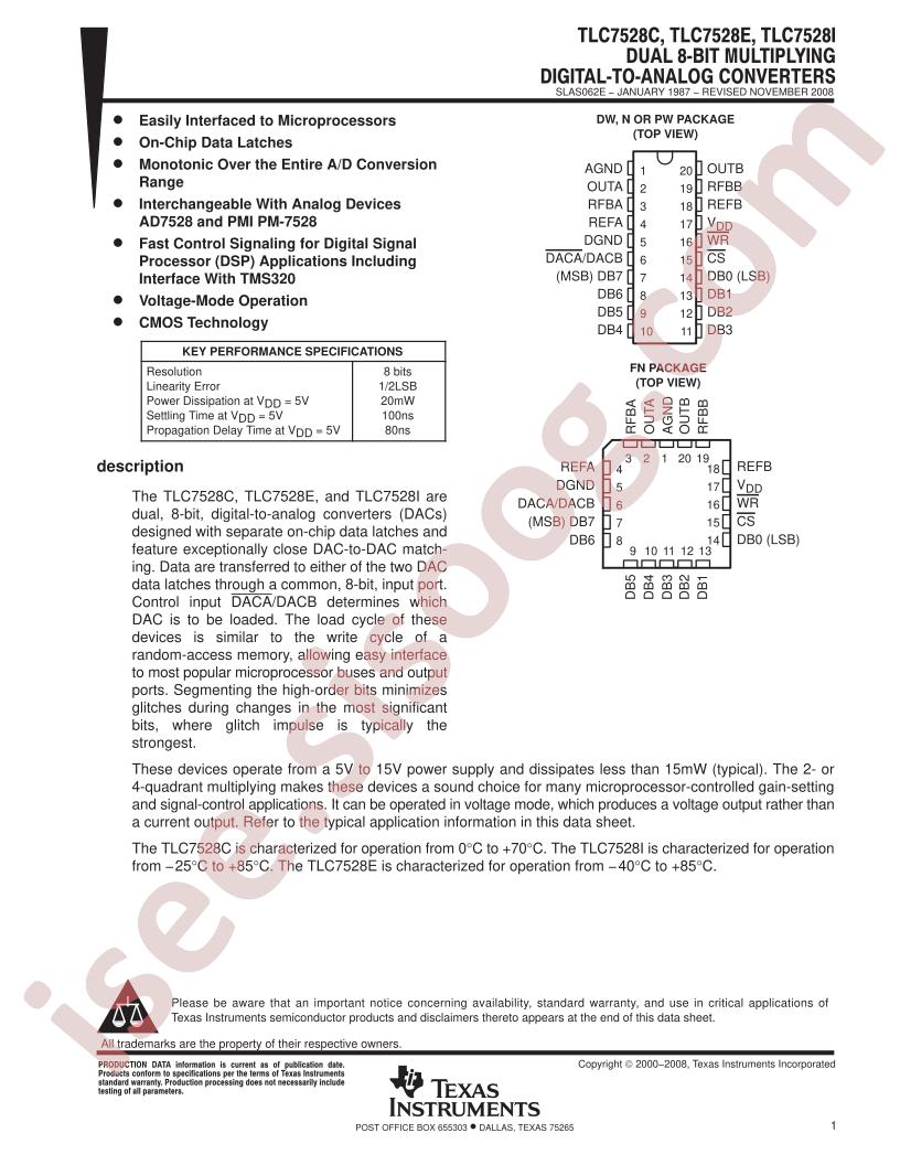 TLC7528(C,E,I) Datasheet