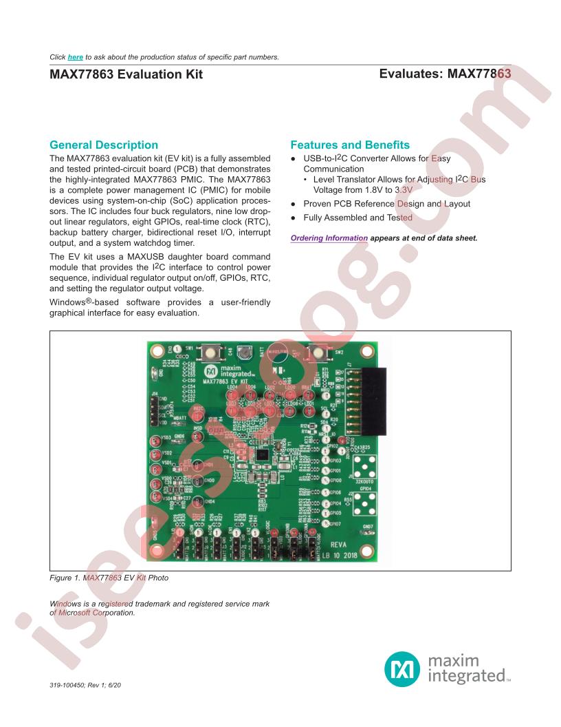 MAX77863 Evaluation Kit