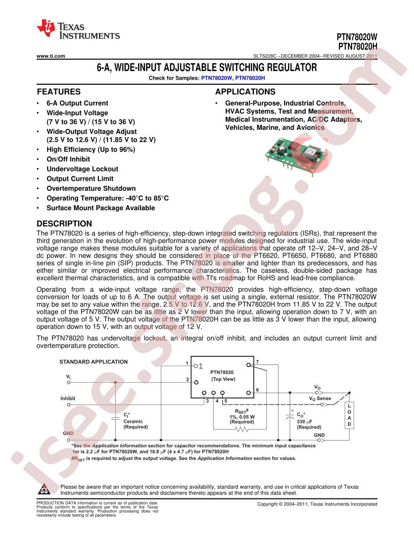 PTN78020W,H Series