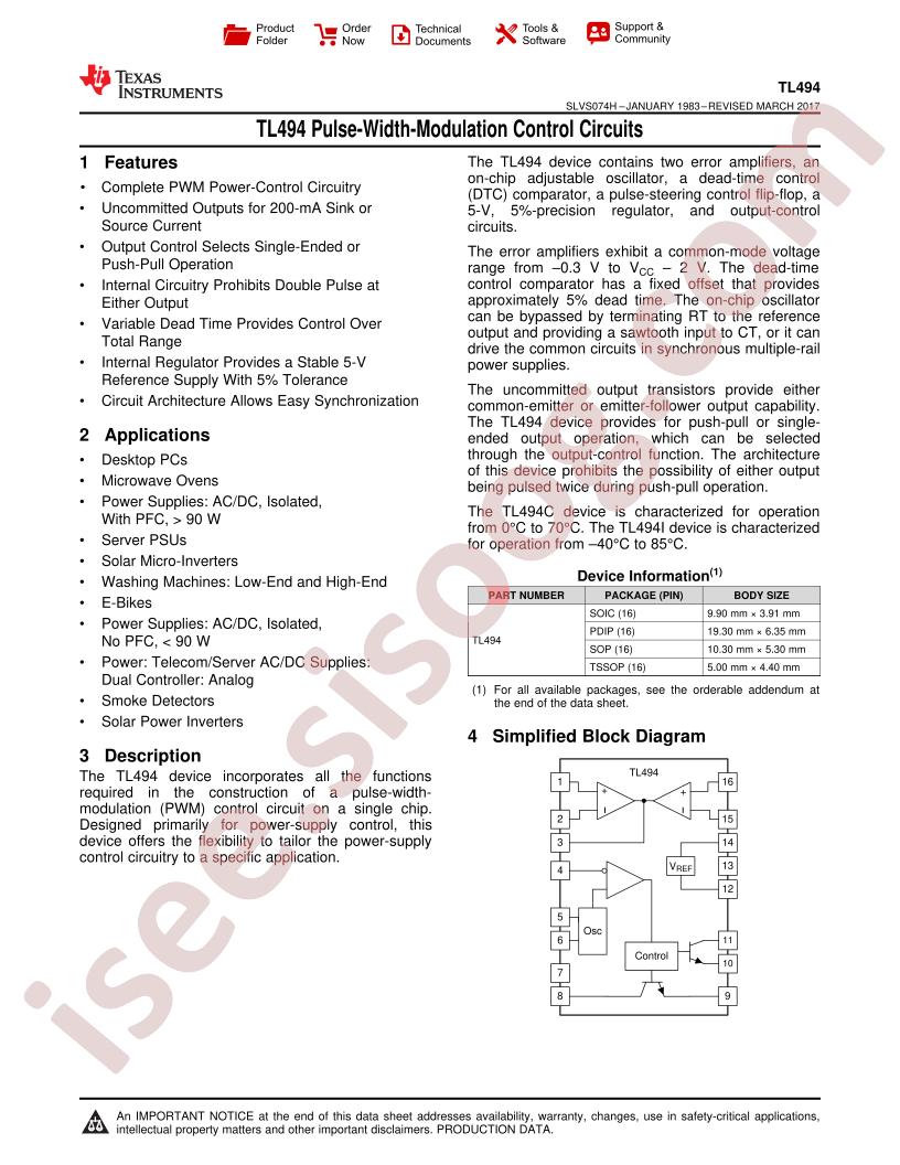 TL494 Datasheet