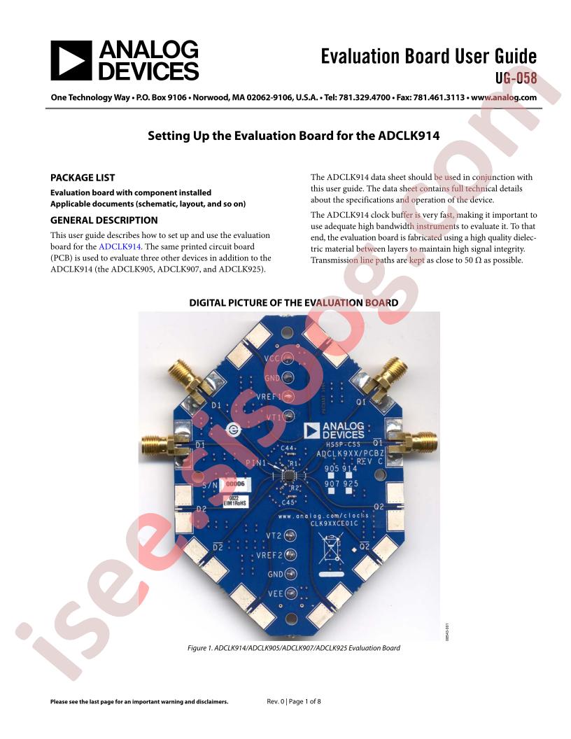 ADCLK914 Eval Brd Guide