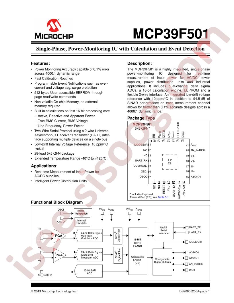 MCP39F501 Datasheet