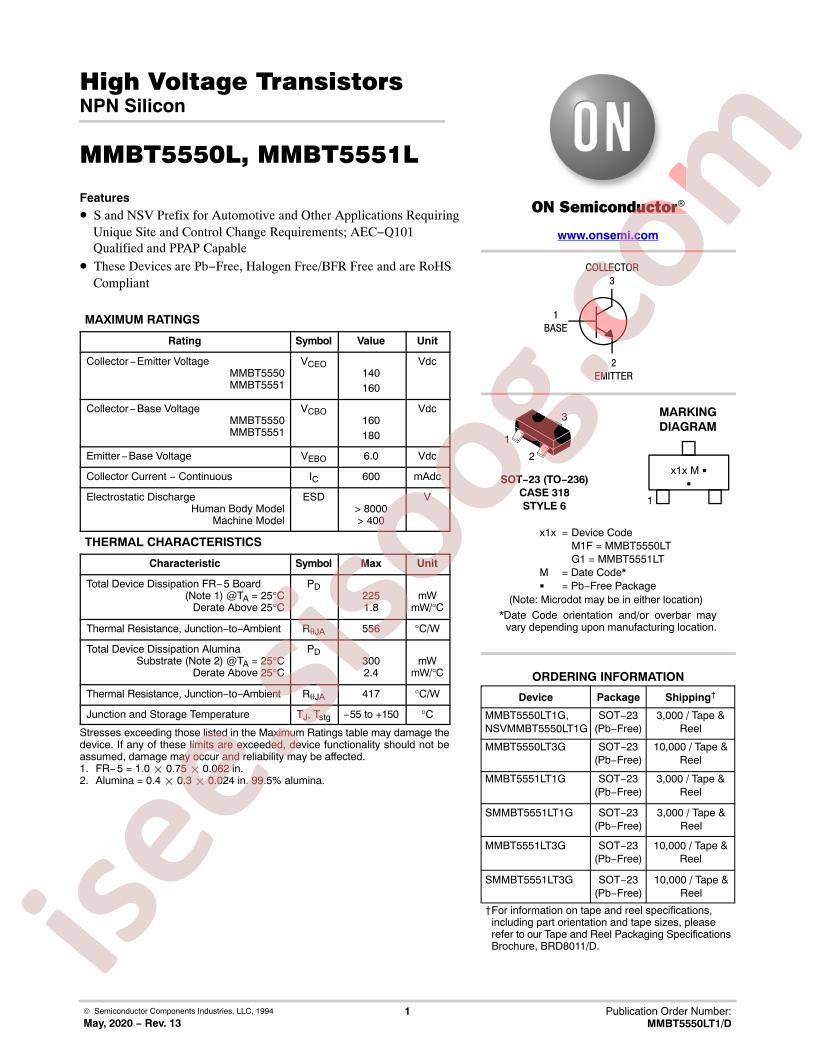 MMBT5550L-51L, SMMBT5551L