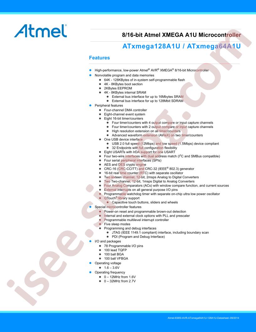 ATXMEGA(128,64)A1U Datasheet