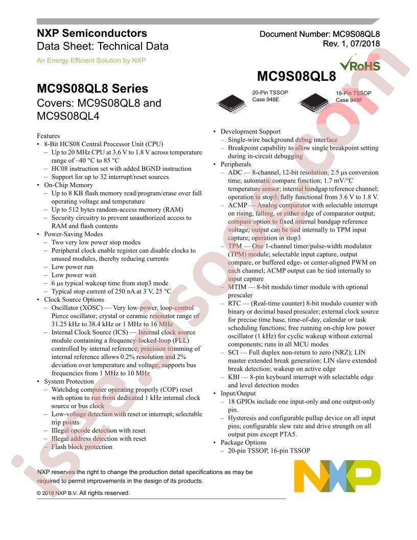 MC9S08QL(8,4) Datasheet