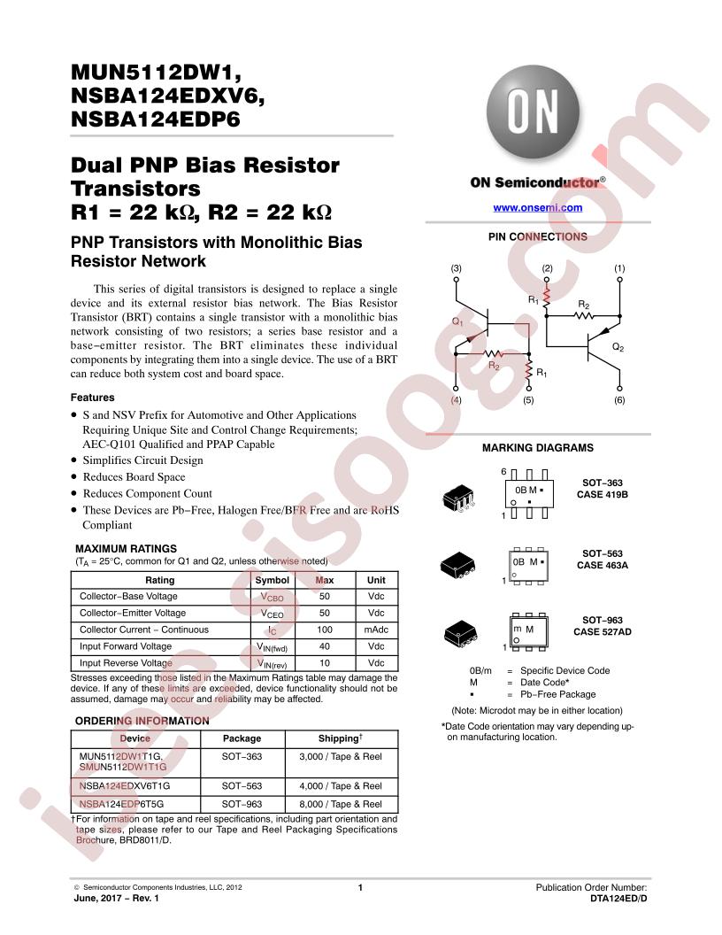 MUN5112DW1, NSBA124EDxx