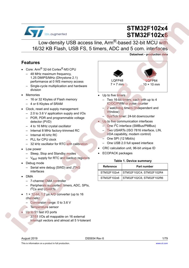 STM32F102x(4,6) Datasheet