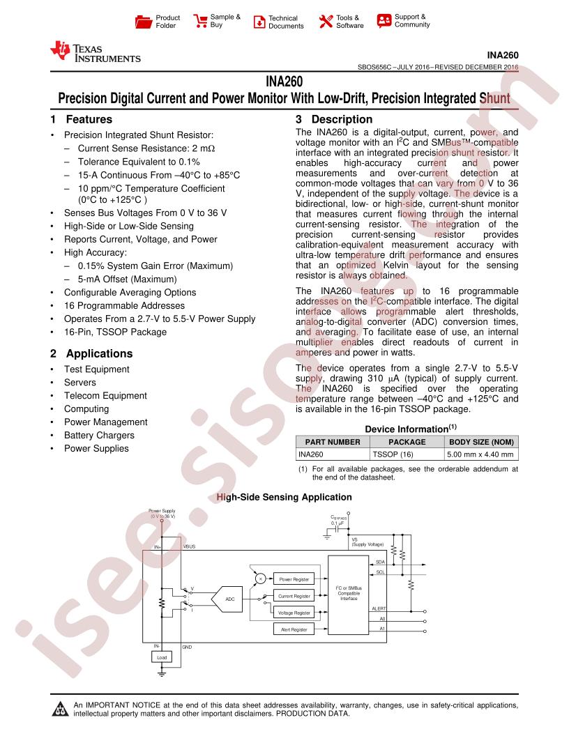 INA260 Datasheet