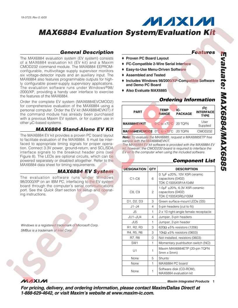 MAX6884 Eval Kit
