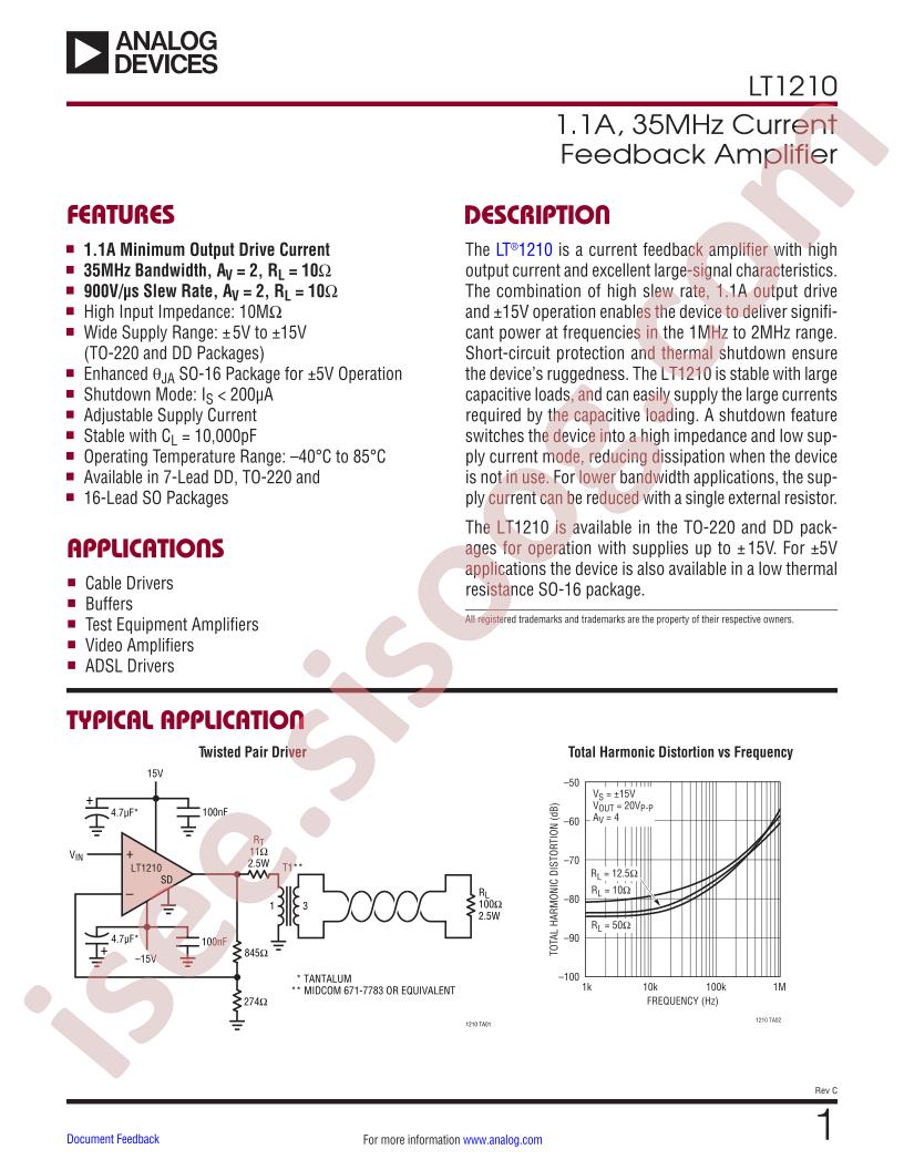 LT1210 Datasheet