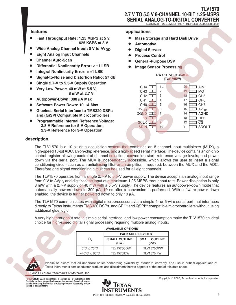 TLV1570 Datasheet