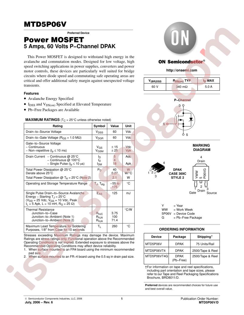 MTD5P06V