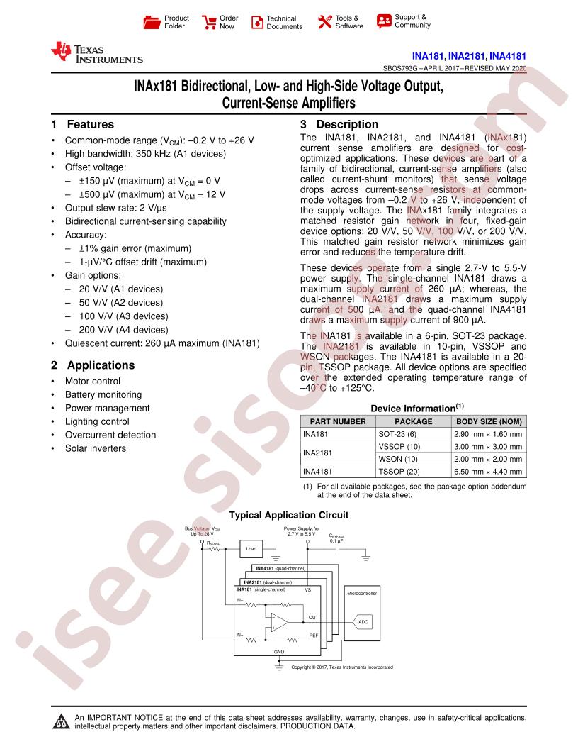 INA181 Datasheet