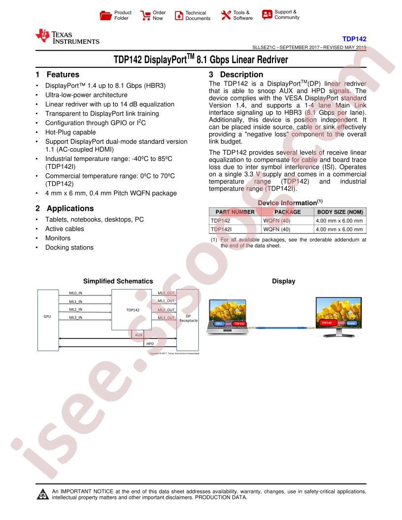 TDP142 Datasheet