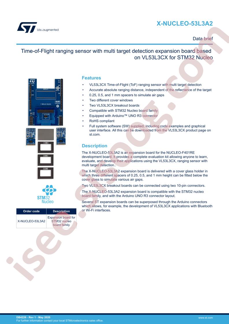 X-NUCLEO-53L3A2  Product Brief