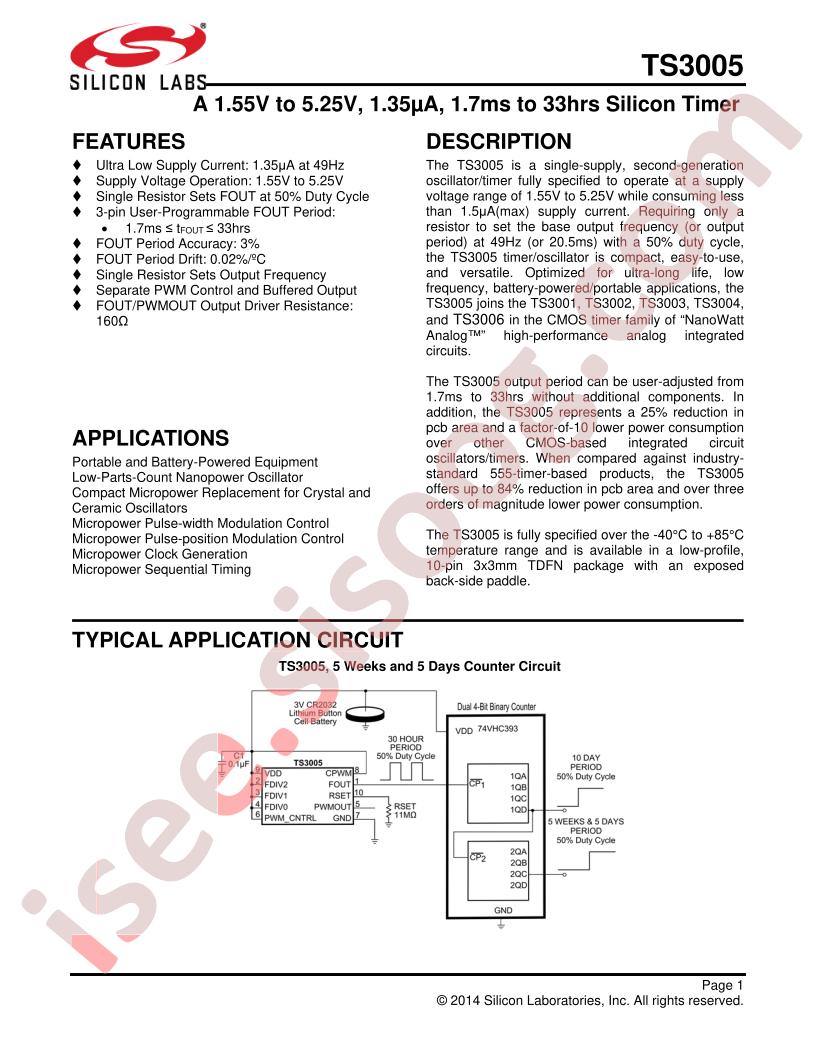 TS3005 Datasheet
