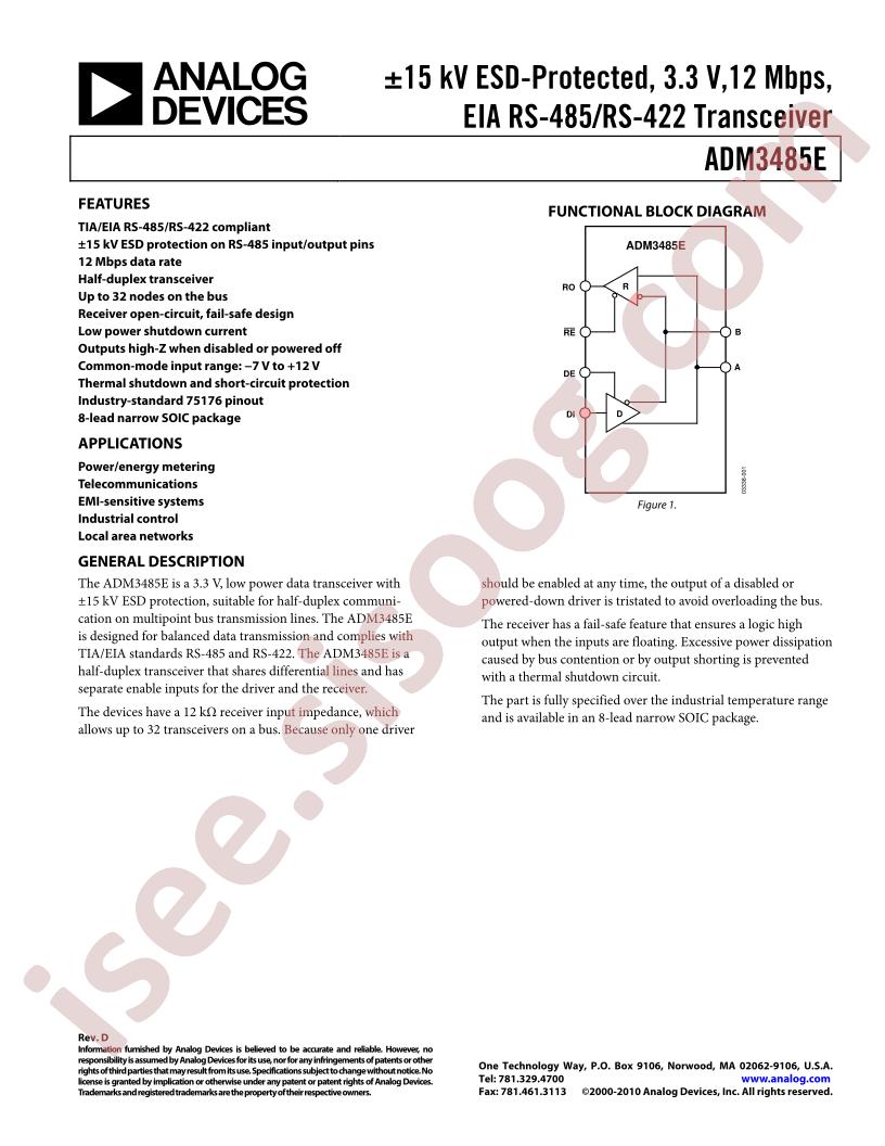 ADM3485E Datasheet