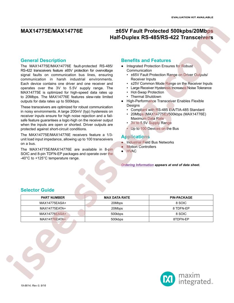 MAX14775E-76E Series Datasheet