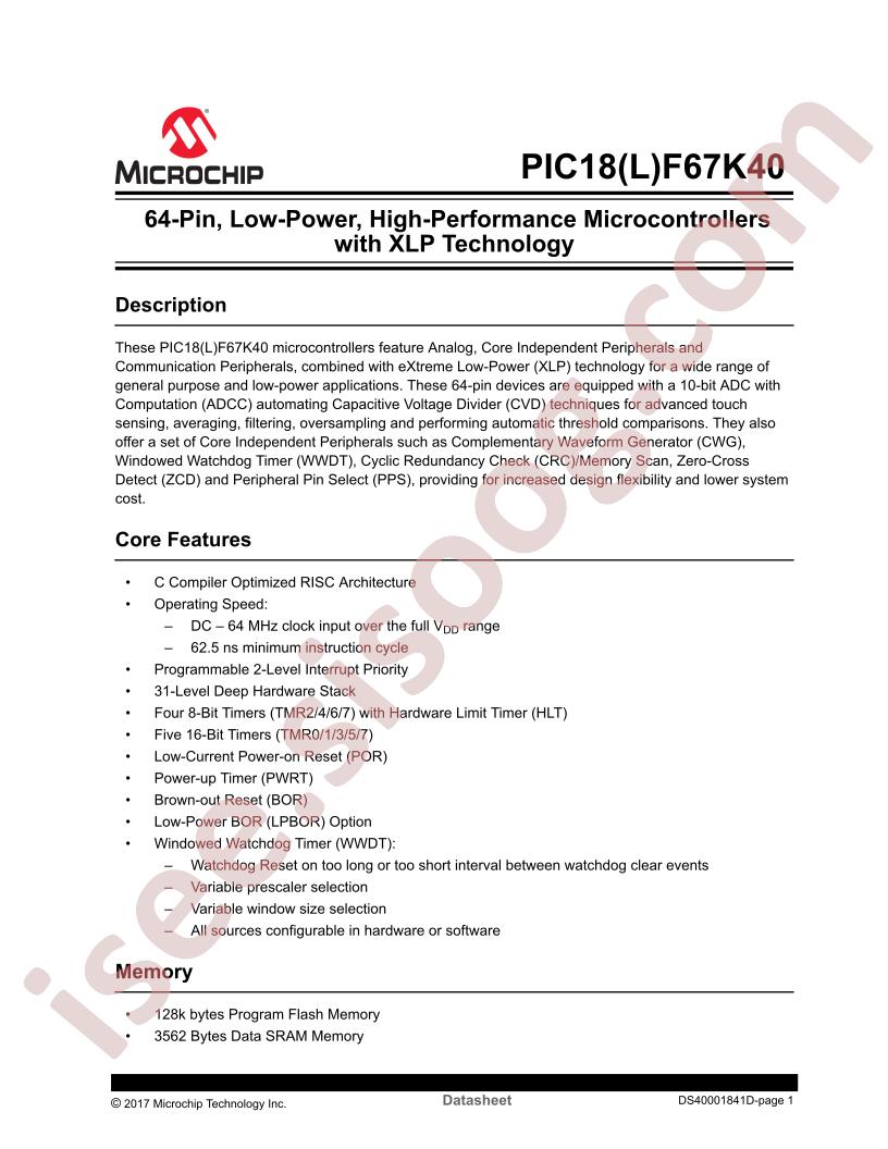 PIC18(L)F67K40 Datasheet