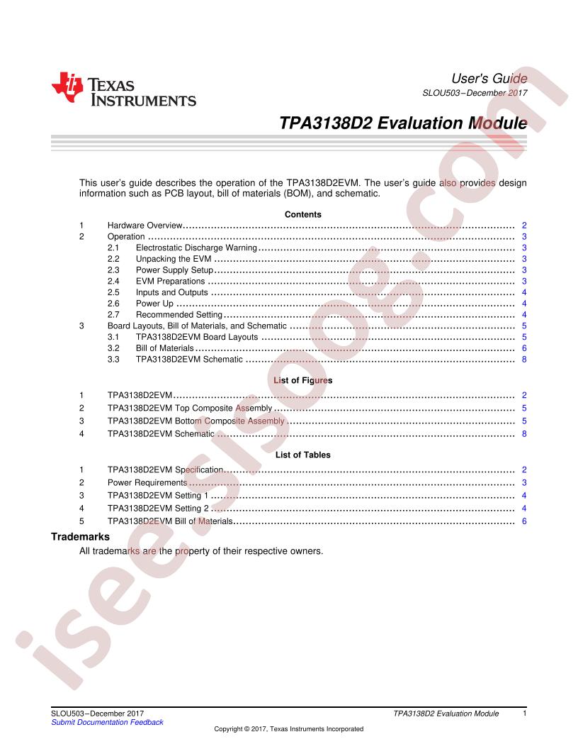 TPA3138D2EVM User Guide