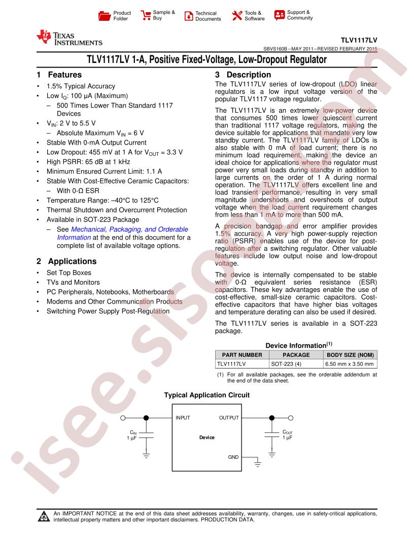 TLV1117LVxx Datasheet