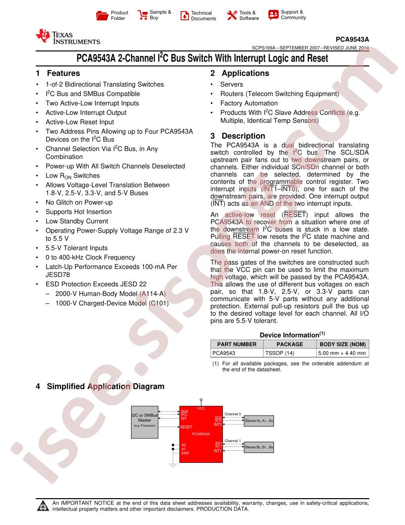 PCA9543A Datasheet