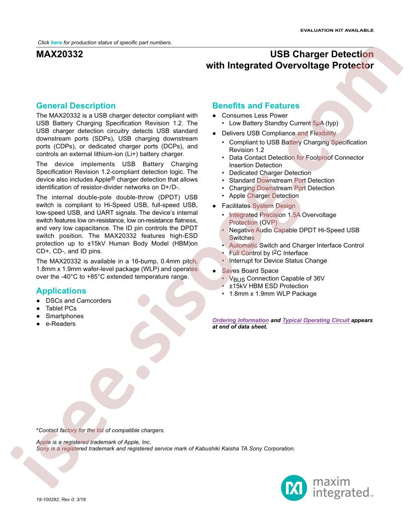 MAX20332 Datasheet