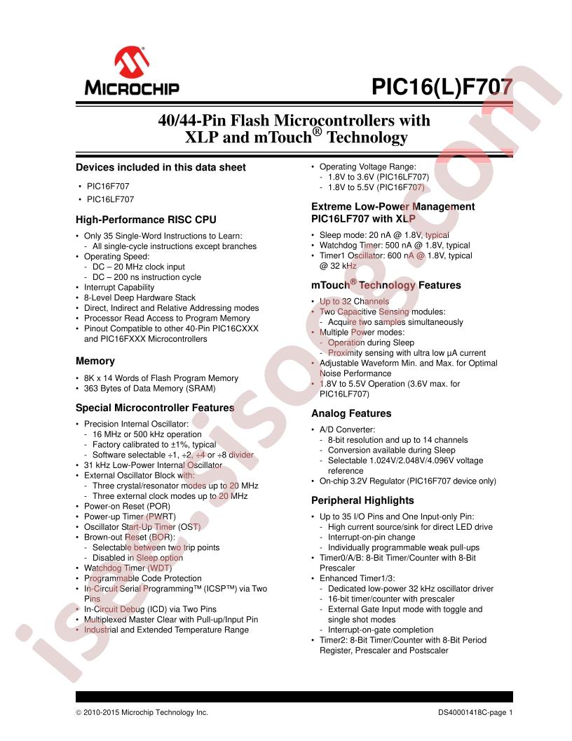 PIC16F,LF707 Datasheet