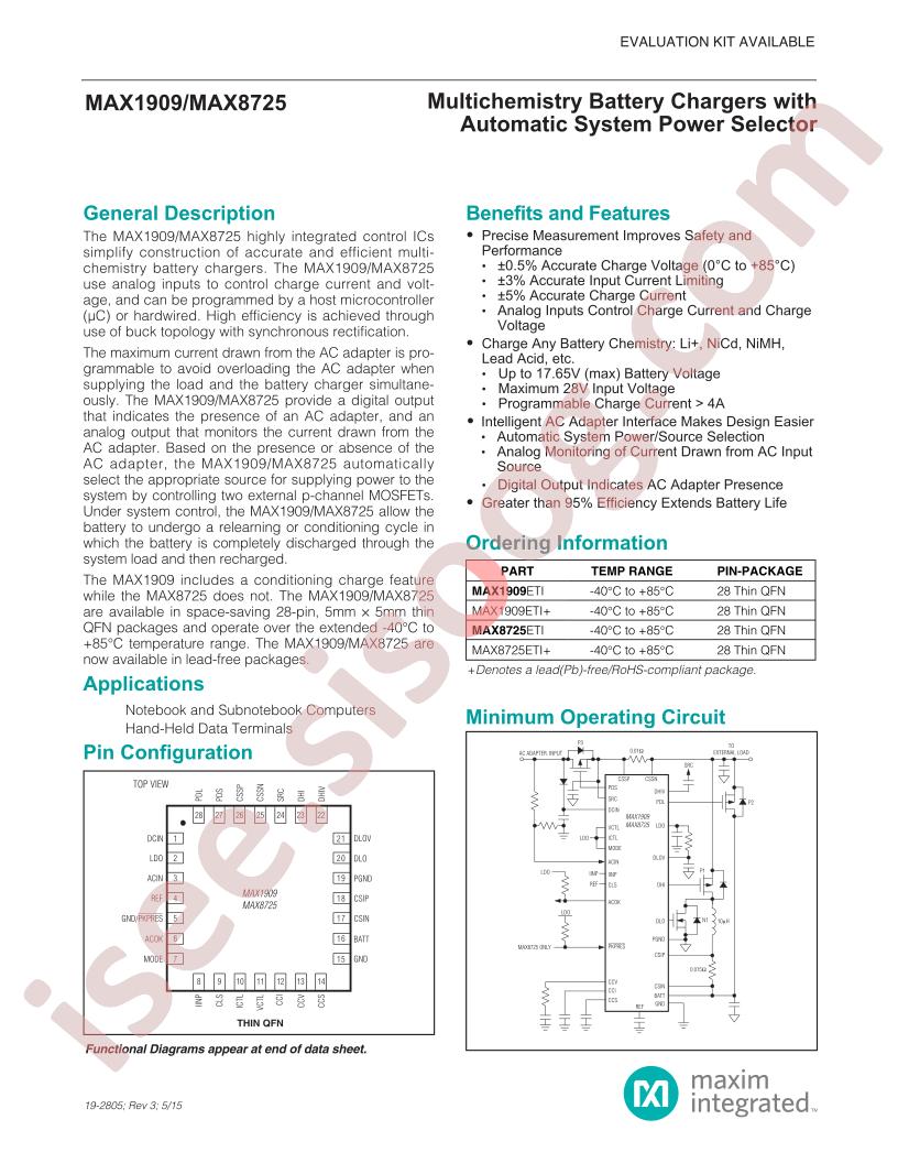 MAX1909, MAX8725