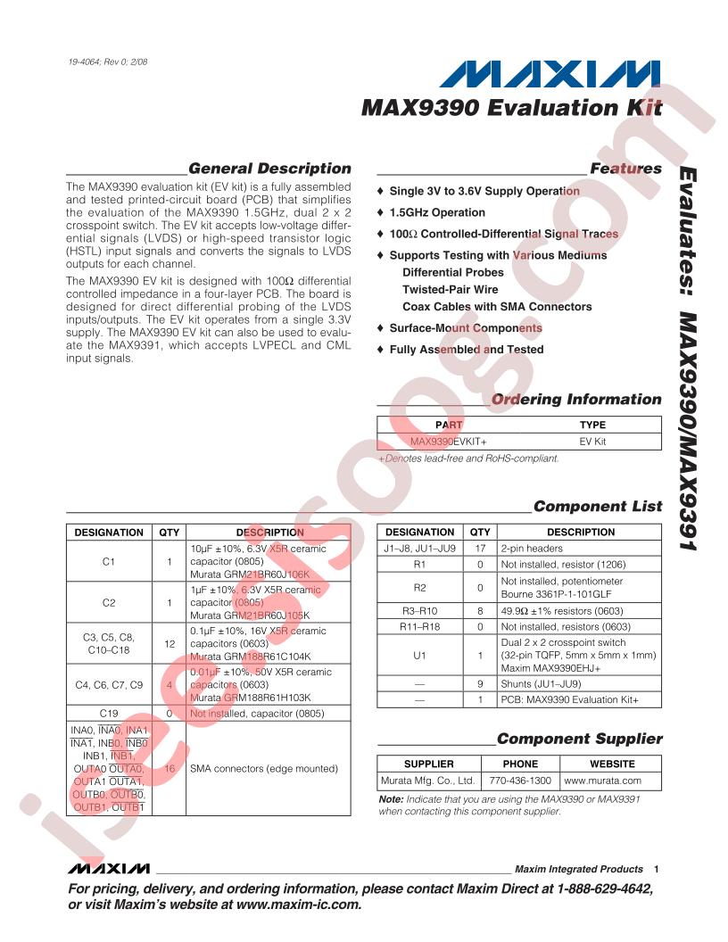 MAX9390 Eval Kit