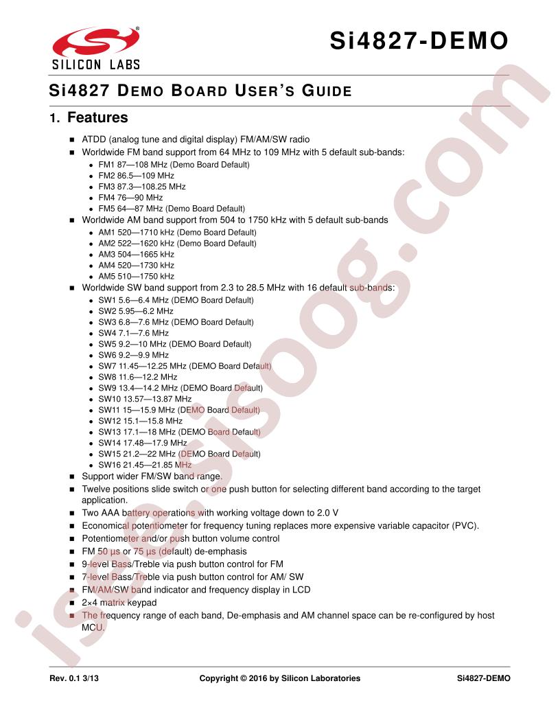 Si4827-DEMO User Guide