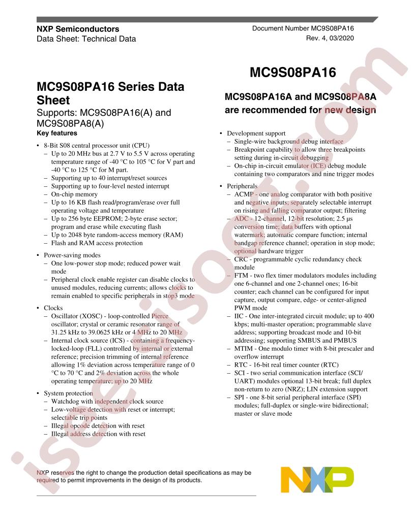MC9S08PA16A, MC9S08PA8A