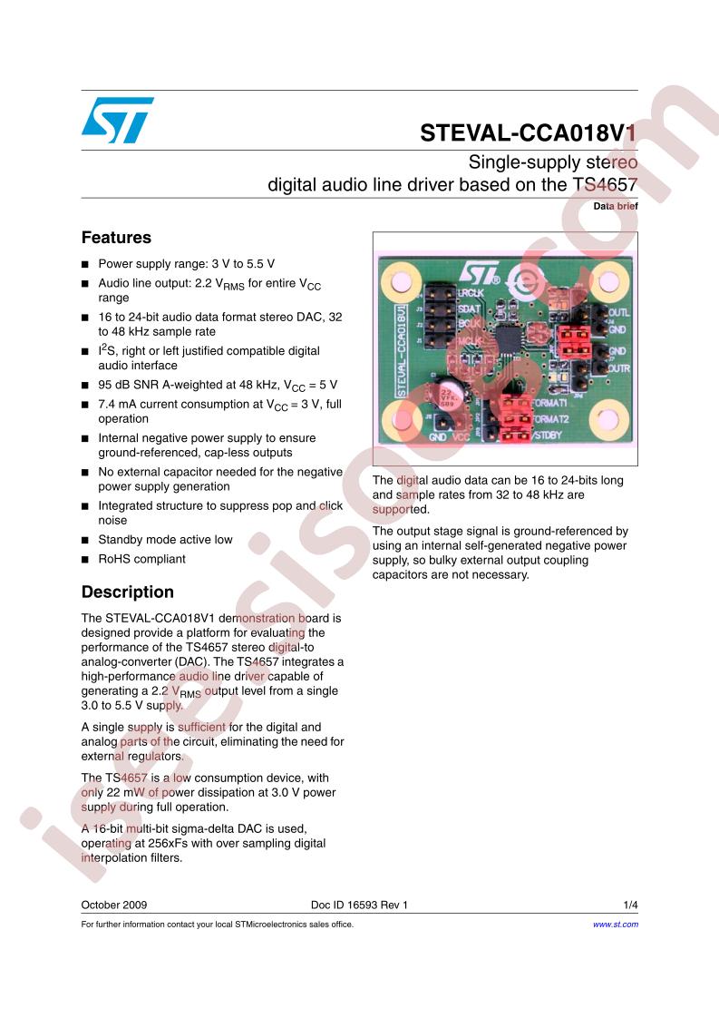 STEVAL-CCA018V1 Data Brief