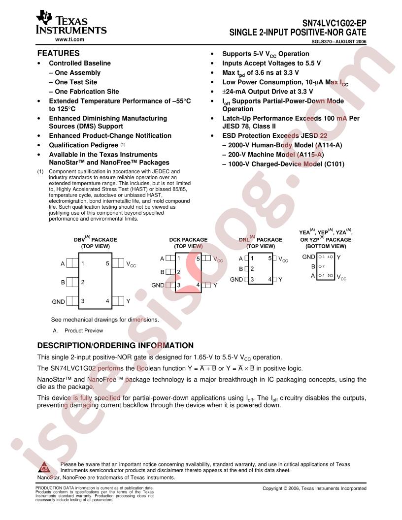 SN74LVC1G02-EP