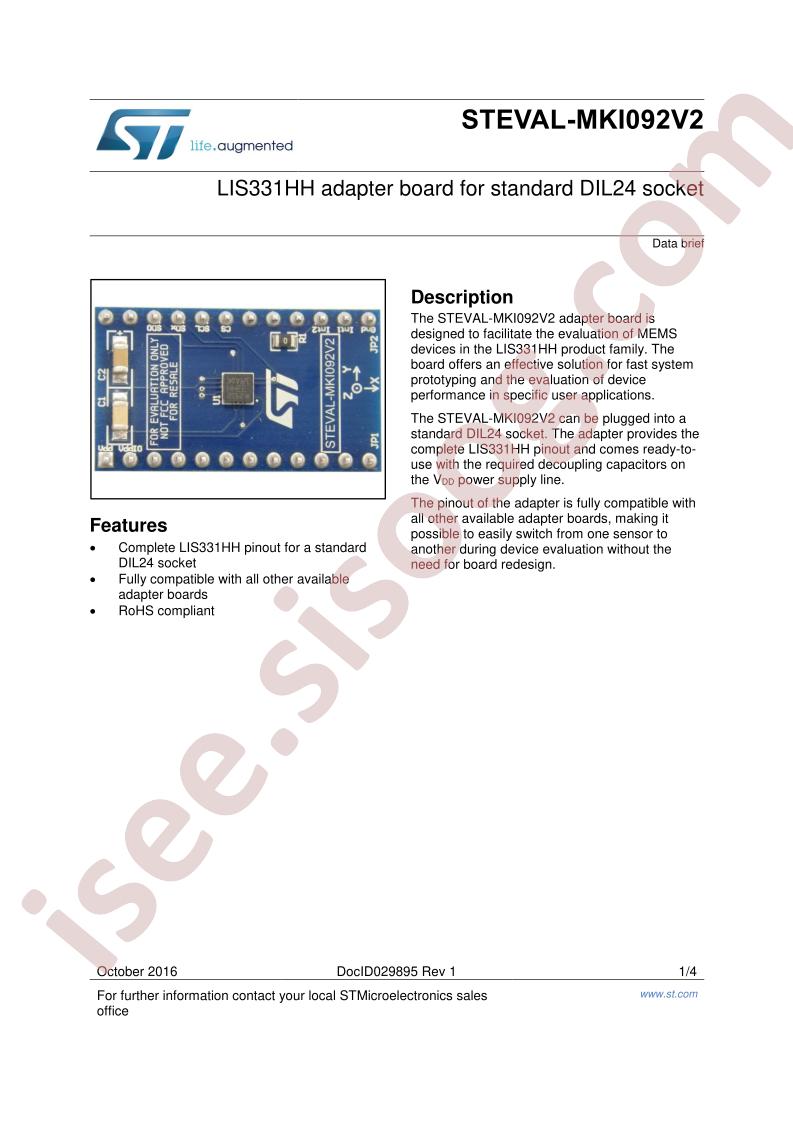 STEVAL-MKI092V2 Brief