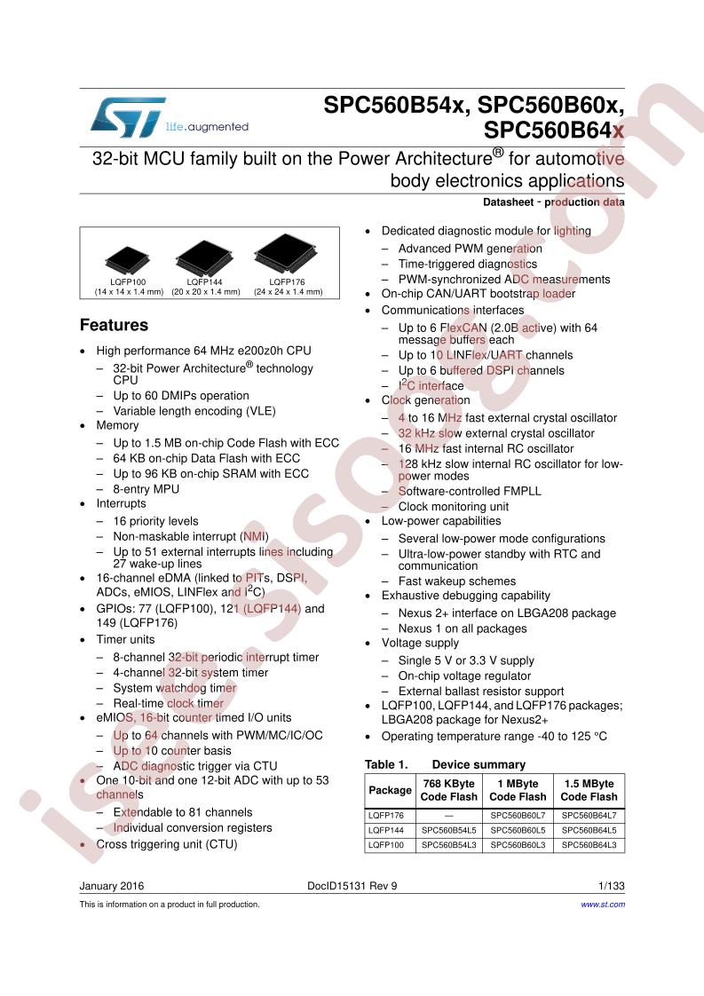 SPC560B54x, 60x, 64x