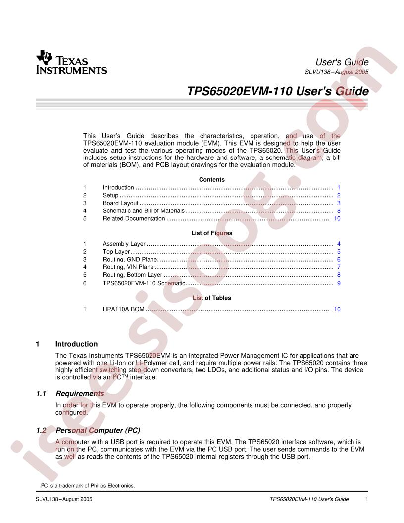 TPS65020EVM-110 Users Guide