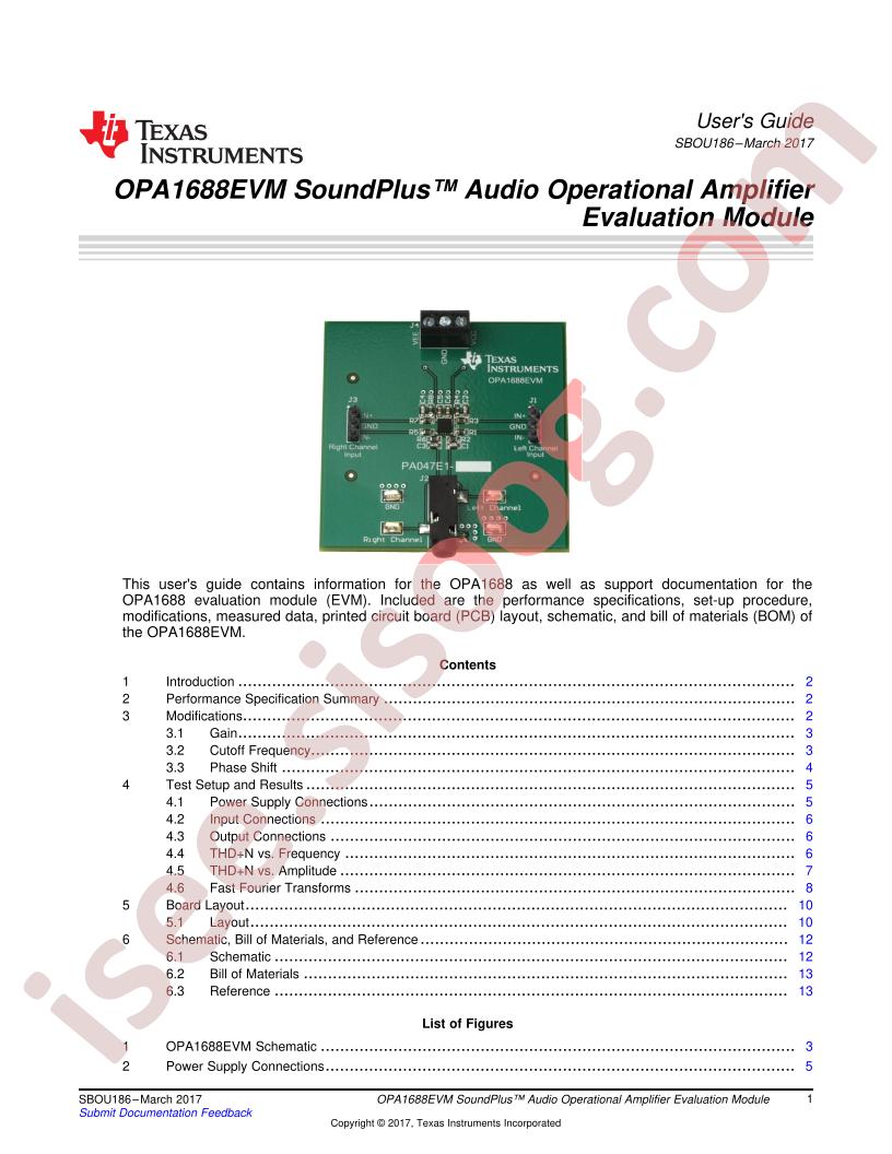 OPA1688EVM User Guide