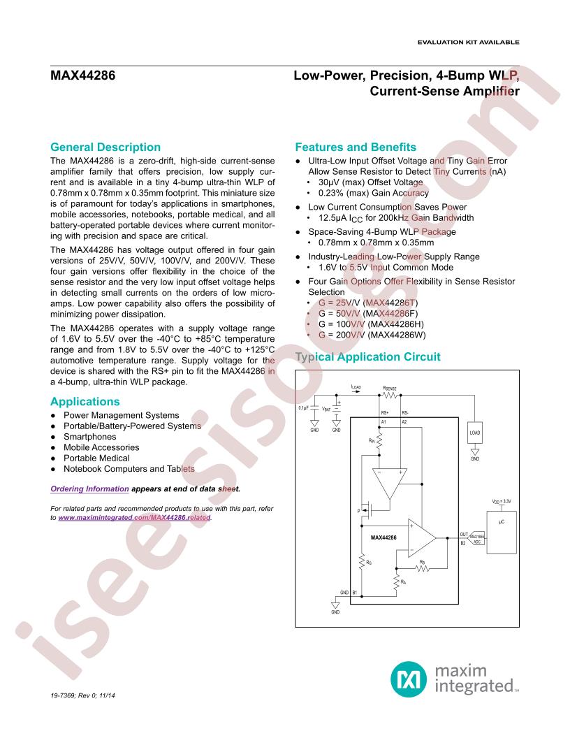 MAX44286 Datasheet