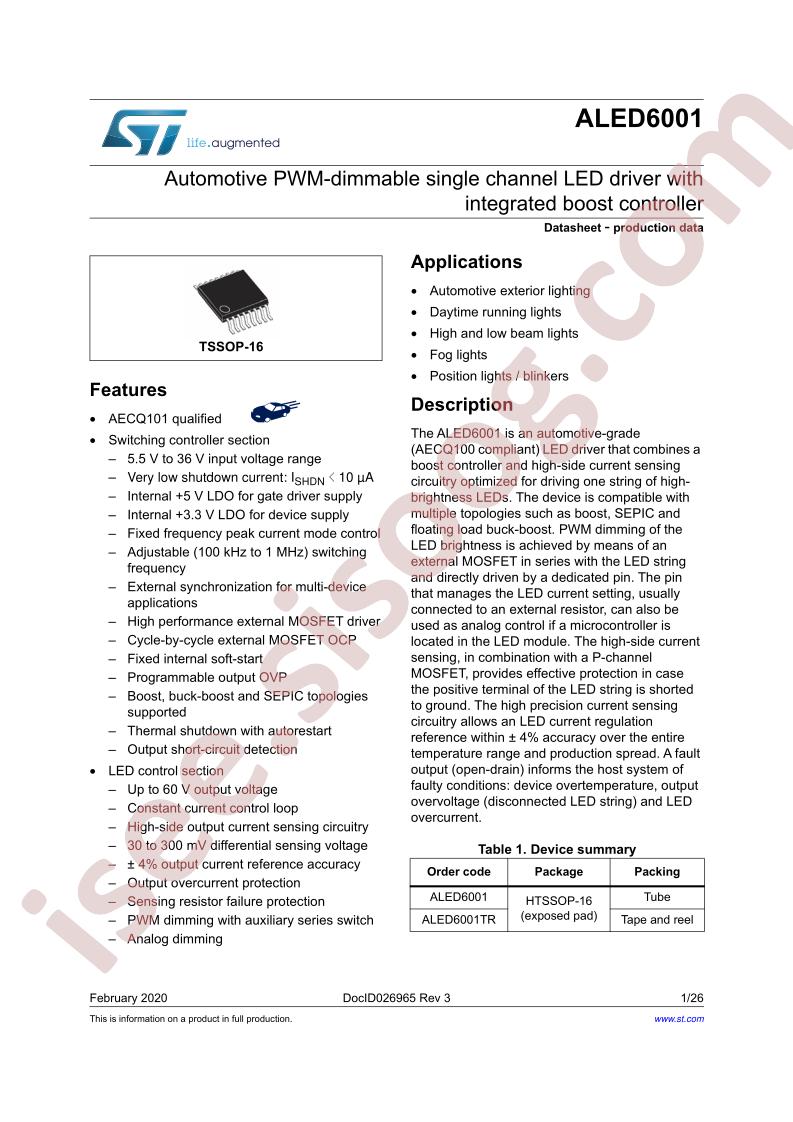 ALED6001 Datasheet