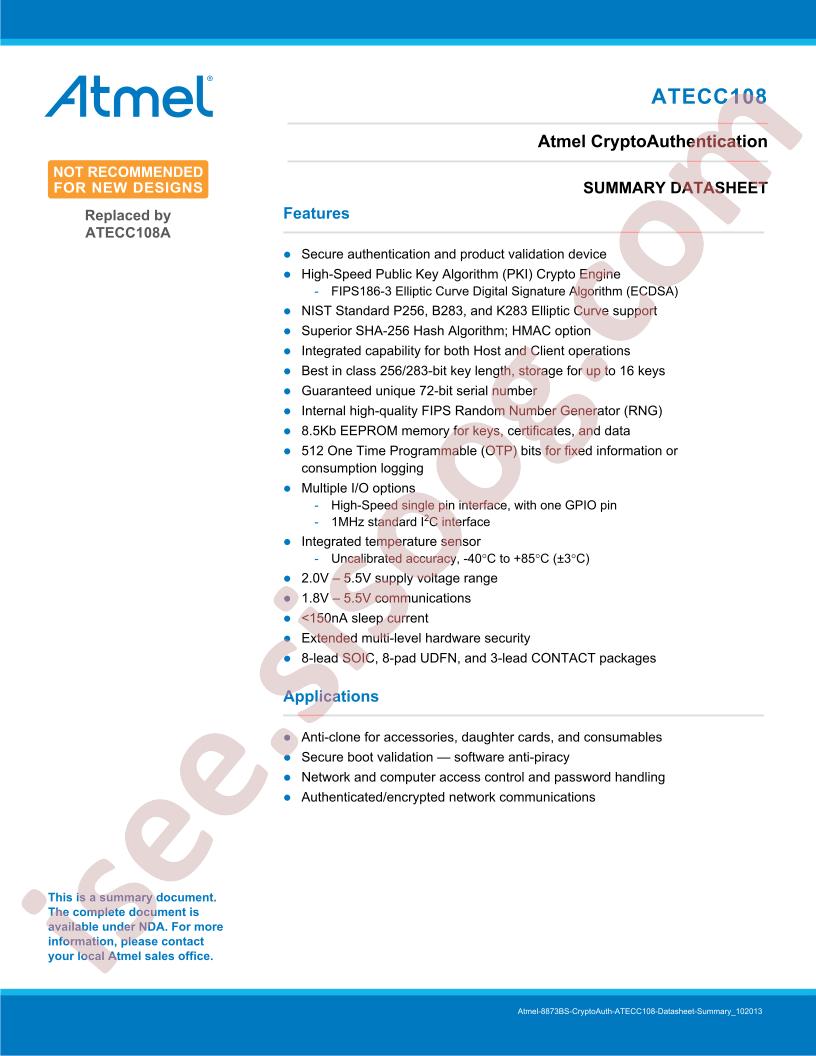 ATECC108 Summary DataSheet