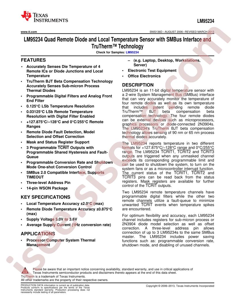 LM95234 Datasheet