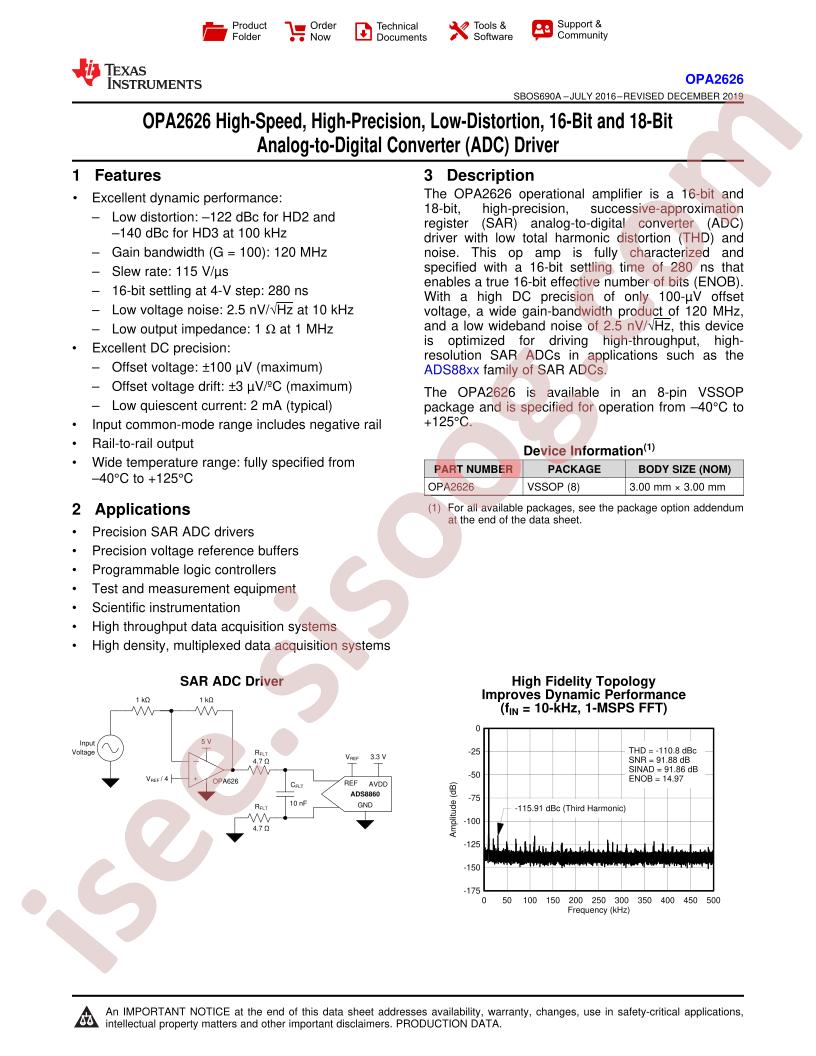 OPA626, OPA2626 Datasheet