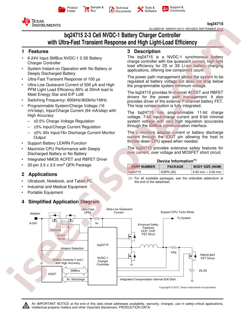 BQ24715 Datasheet