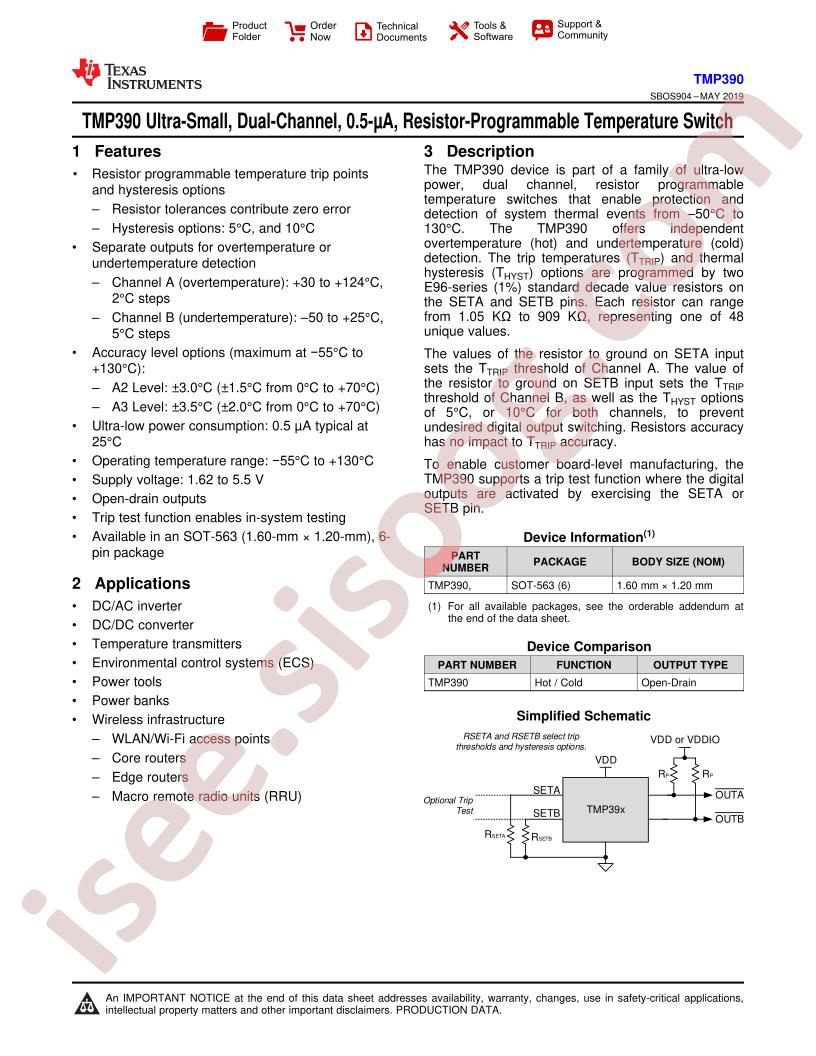 TMP390 Datasheet
